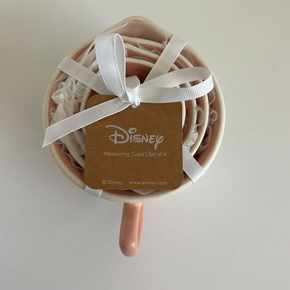 New Rae Dunn Disney Tinker Bell Ceramic Measuring Cups Set Pink Handle - Picture 3 of 10